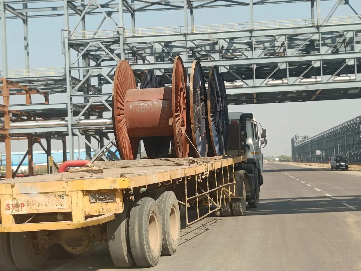 Industrial cable drum transportation