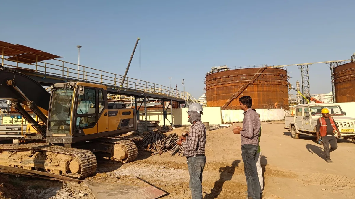 Industrial project excavation near refinery equipment